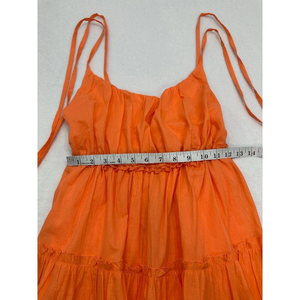 NWT Miss Ord Orange Tiered Ruffle Mini Dress Adjustable Tie Straps Size XS - Picture 9 of 11